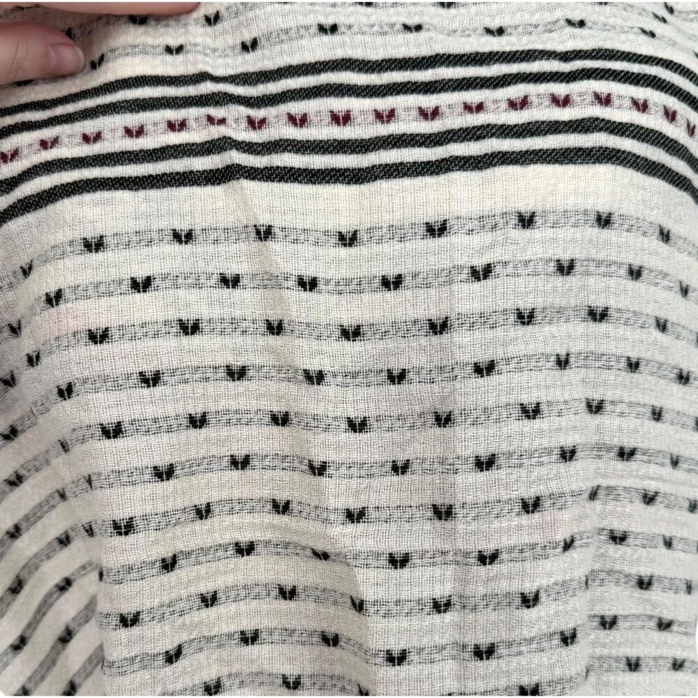 J. Jill Infinity Scarf Fair Isle Jacquard Cream Fringe Boho Wrap Knit Cozy NWT